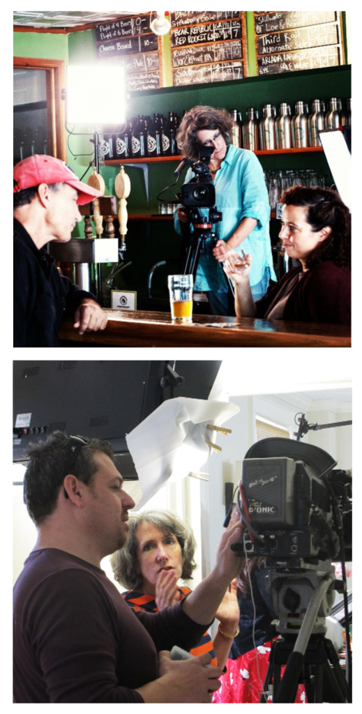 Molly Williamson filming at the Green Growler, Croton-On-Hudson, NY